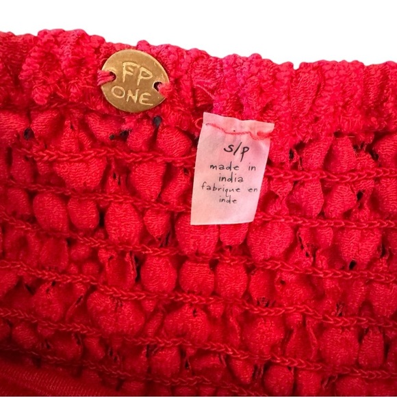 Free People Red Lace Corset Top Strapless Cropped Ruffle Cami Adella S NWT - Picture 9 of 11